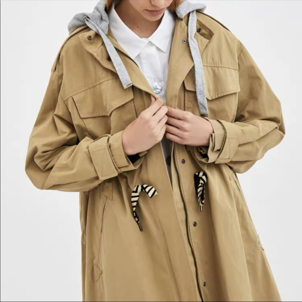Worn twice Zara hooded trench coat - Picture 4 of 10